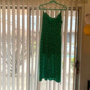 Green floral midi dress